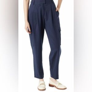 "NEW" SAM EDELMAN Women's Laila Pinstriped Pleated Tapered Pants Sz. 8